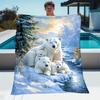 Arktischer Eisbär Decke Schneebedeckte Winterlandschaft Eisbärenfamilie Flanell Überwurfdecke Natur Tier-Thema Heimdekoration