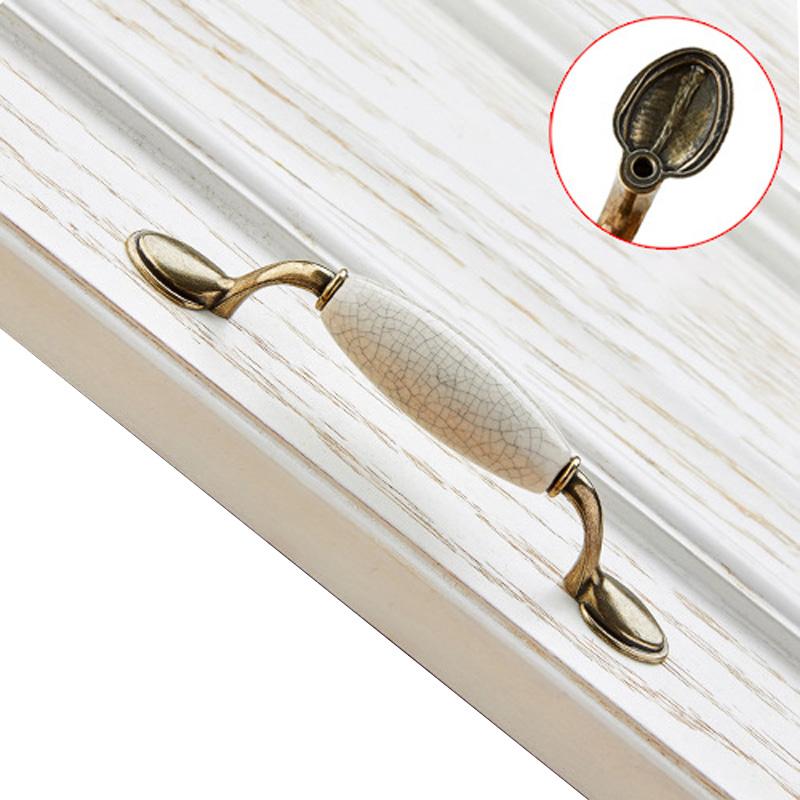 1 szt. Uchwyt do szafki w stylu francuskim, gałka do szuflady, antyczna, do drzwi szafy, okucia meblowe, ceramika, wzór pęknięć