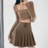 A-line Pleated Skirt for Women Autumn Winter Slim High-waisted Shorts Skirts Vintage Korean Style Plus Size Clothing