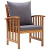 Garden Chairs with Cushions 2 Pcs Solid Acacia Wood