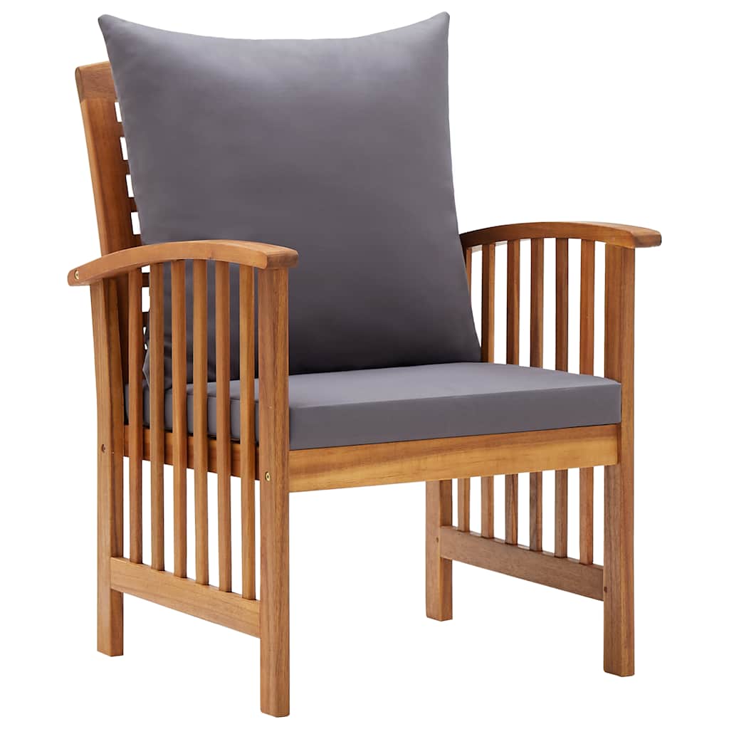 Garden Chairs with Cushions 2 Pcs Solid Acacia Wood