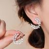 Silver Needle Zircon Geometric Leaf Stud Earrings In Cold Style - Light Luxury, High-End, Versatile Earrings