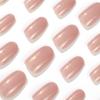 24Pcs/Set Quick Nails Nude Powder Glitter False Nials Sticker Wearable Waterproof Manicure Finished Nails