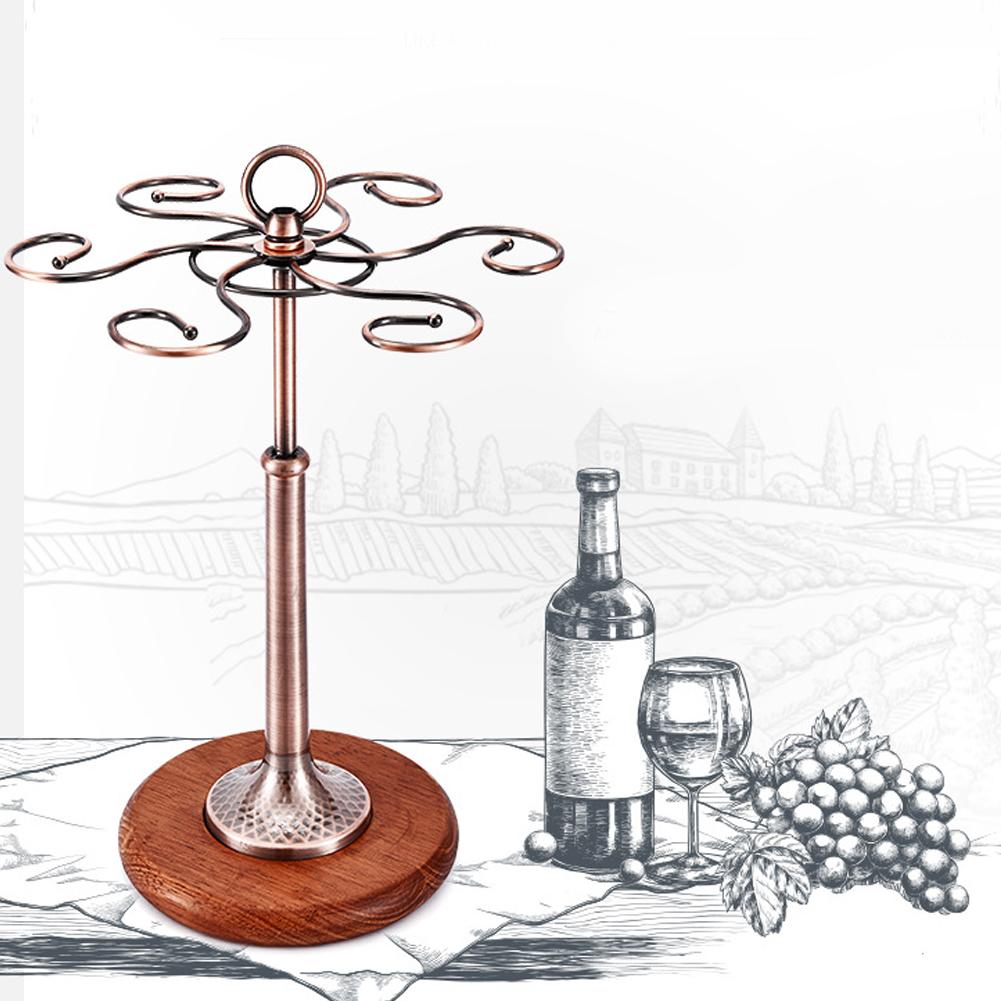Desktop Iron 6 Bottles Wine Cup Rack Glass Holder Display Shelf Organizer DecorationBronze