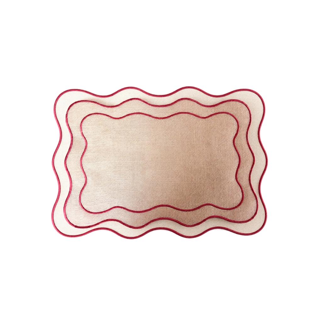 Rechthoekige Jute Geborduurde Placemat Vintage Hitte Tafel voor Eetkamer