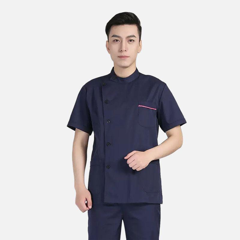 Navy Blue Long Sleeve Nurse Uniform Set for Spring & Autumn - Dental, Beauty Salon, Medical Use