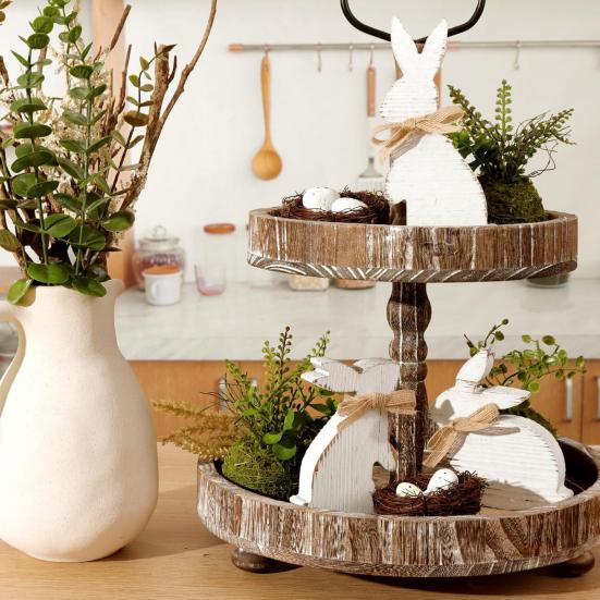 1 Set Easter Rabbit Table Sign Farmhouse Rustic Bunny Decoration Home Office Spring Easter Holiday Party Table Centerpiece Ornament