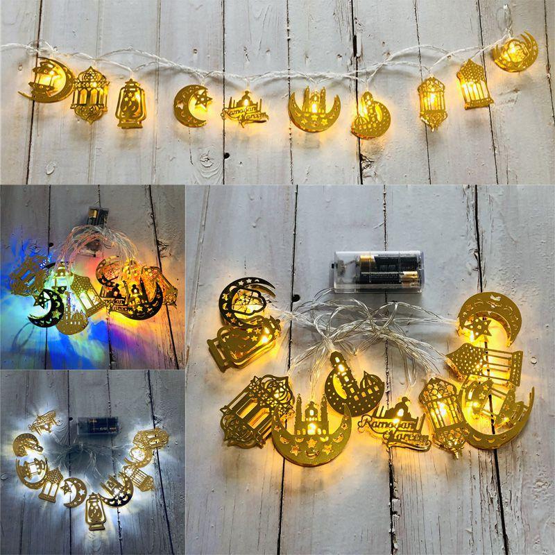 Ramadan Eid Mubarak Led Fairy String Light Moon Star Islam Muslim Hanging Decor