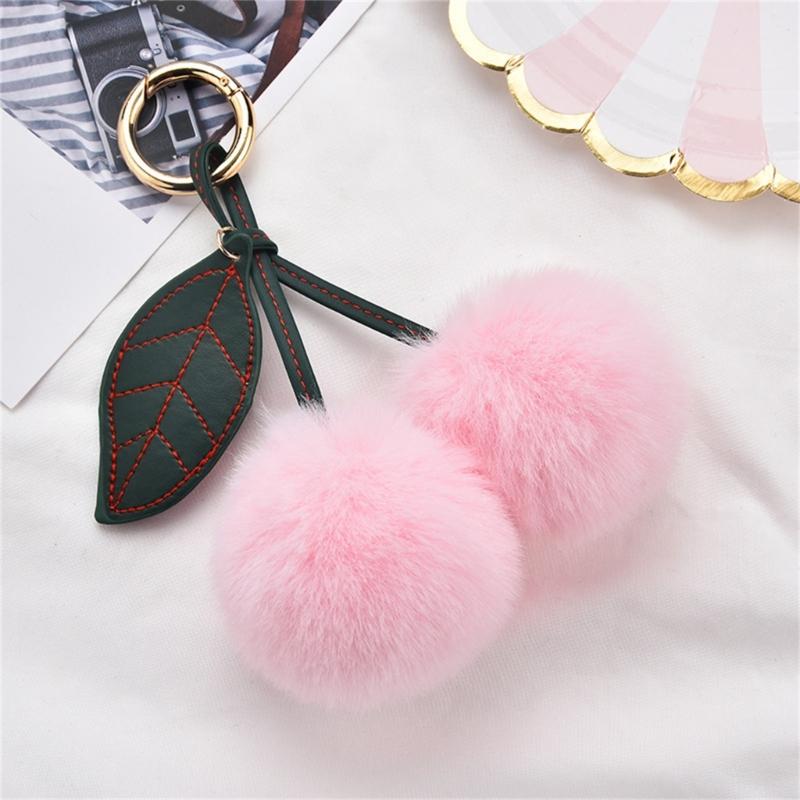Cherry Keychain Bag Pendant Bag Accessory Plush Texture Key Holder Key Ornament Suitable for Gifting and Daily Use