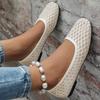 Plus Size Breathable Flyknit Square Toe Color Block Women's Shoes