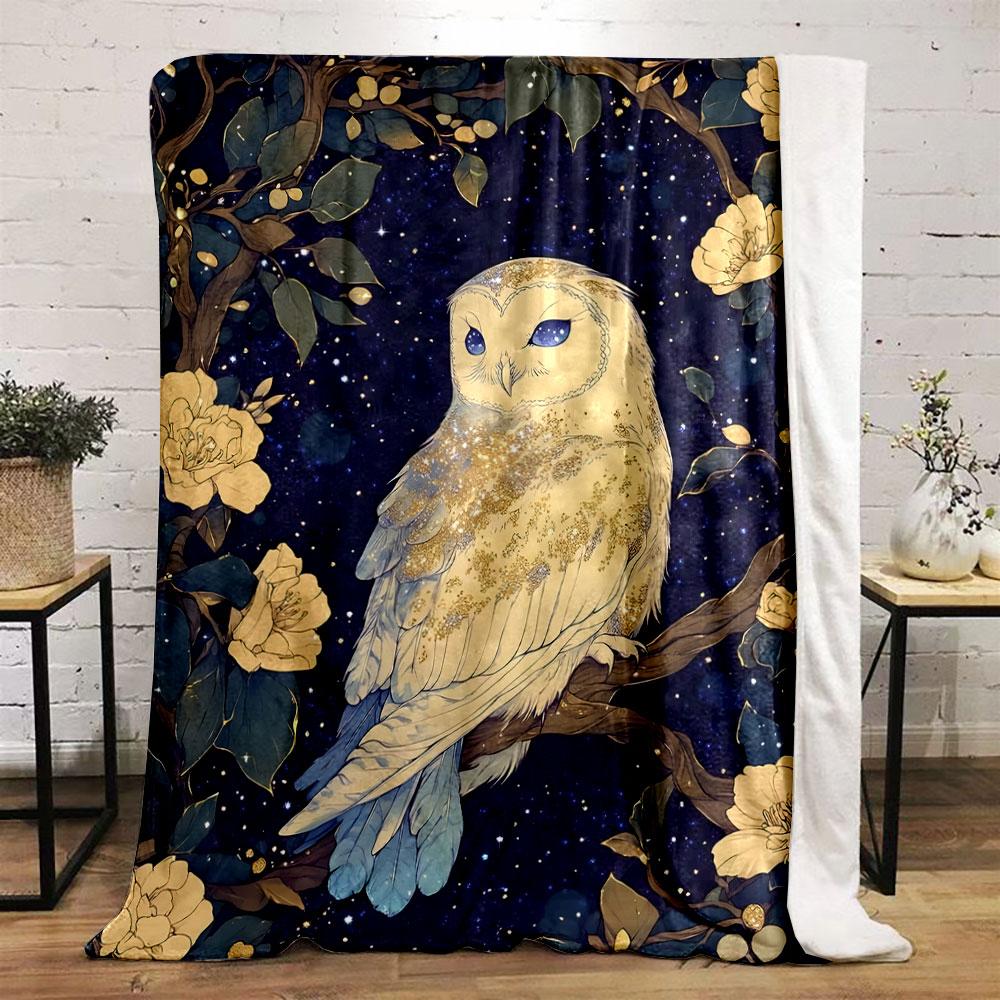 Sternennacht Blumeneule Decke Schlafzimmerdecke für Wohnzimmer Sofa Mittagspause Weiche Kuscheldecke für Freundes Festival Geschenk