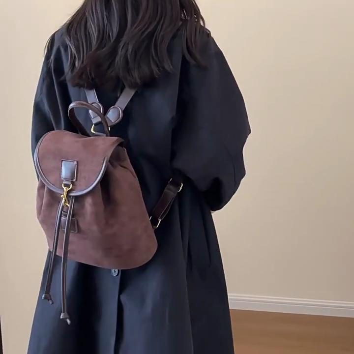 Autumn Suede Backpacks For Women Large Capacity College Student Schoolbags Suitable For Travel Daily Commuting KTB
