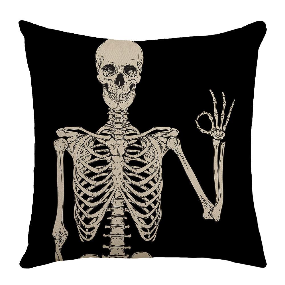 New Halloween Day of The Dead Pillowcase Skeleton Smiling Home Sofa Pillowcase