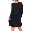 New Women's Solid Color Off-Shoulder Sleeve Casual Fashion Deep V-Neck Patchwork Dress