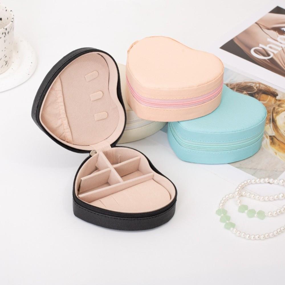 Solid Color Jewelry Box Heart-Shaped Necklace Storage Box Earrings Storage Box Jewelry Storage