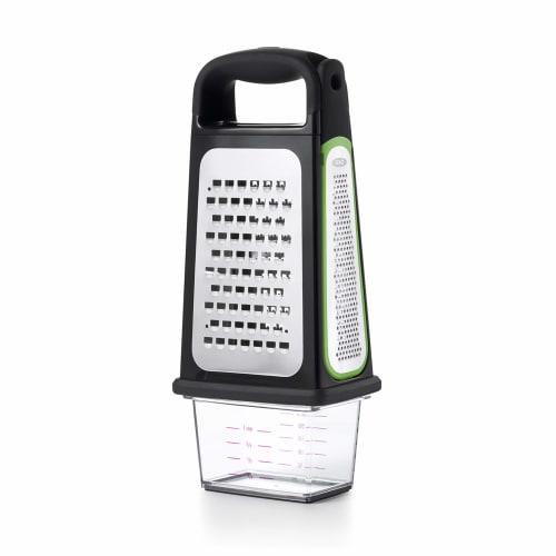 

OXO Four-Sided Multi-Function Grater, Etched Box, Grater/Zester with Storage Container, Black