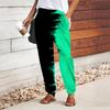 Women Color Blocking Printing Pants Lace Up Elastic Waist Loose  Trousers Casual Long Pants Trousers with Pockets