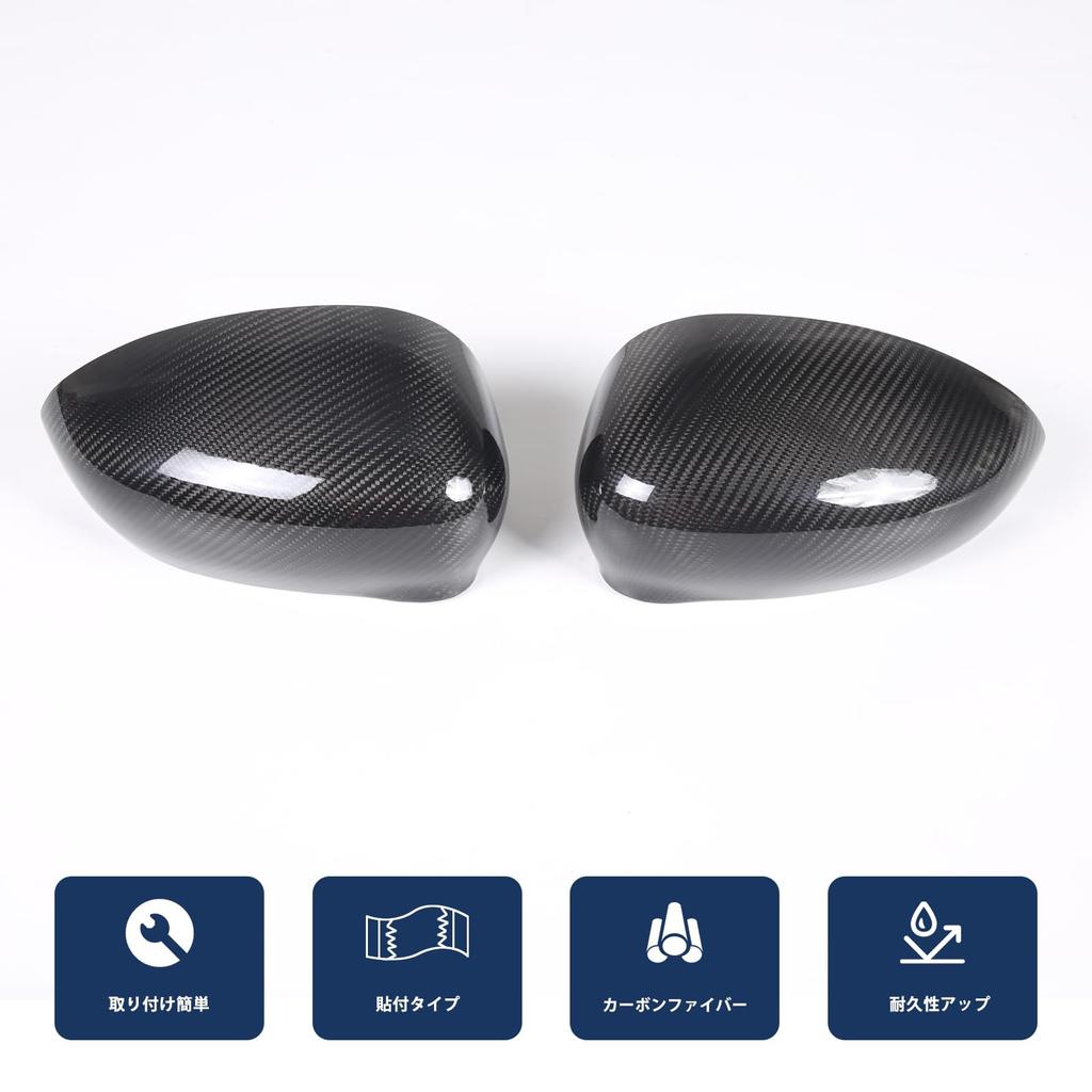 Hcilloend Compatible with the new Fiat 500 Mirror door mirror side mirror made of carbon left and right pasting easy to exterior custom car set