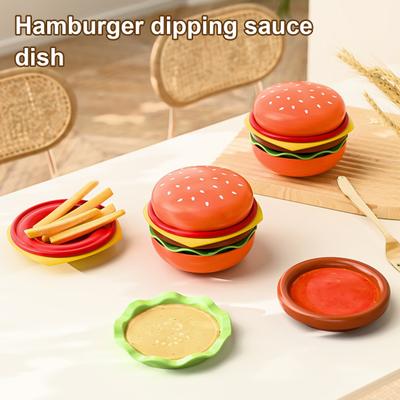Hamburger Appetizer Plates Set 6-Layer Mini Plate Sets for Dessert Sauces Dip