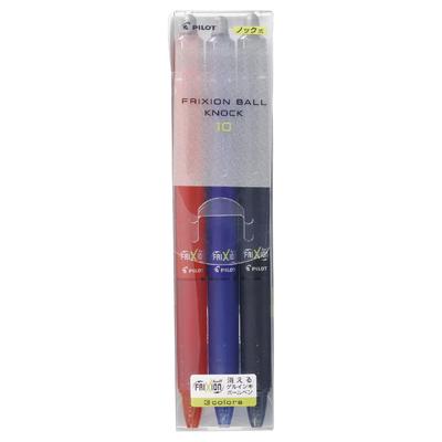 Pilot Frixion Ball Knock Erasable Ballpoint Pen 1.0mm 3-Color (LFBK69M3C)
