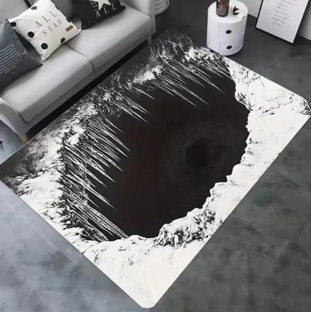 Alfombra Realista con Ilusión Visual 3D Agujero Negro Grieta para Suelo Adecuada para Salas de Estar Interiores y Exteriores Balcones Entradas Alfombra