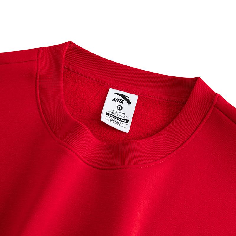 Anta Fleece Trendy Casual Sports Pullover Hoodie Unisex hoodies Deep-Red 972618704N-6