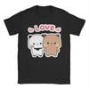 Bubu Dudu Liebesgeschichte T-Shirt Herren 100% Baumwolle Oberteile Freizeit Panda Bär Rundhals Kurzarm