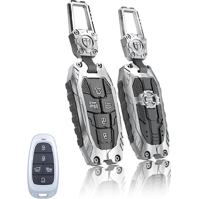 Key Fob Cover For Hyundai 5 Buttons Key Case,Heavy Key Shell Protector Keychain Accessories For 2024   Hyundai Sonata Tucson Santa Fe Palisade Key