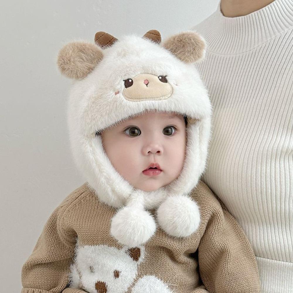 

Thickened Baby Ear Protection Cap Warm Capybara Beanie Caps Outdoor Activities белый