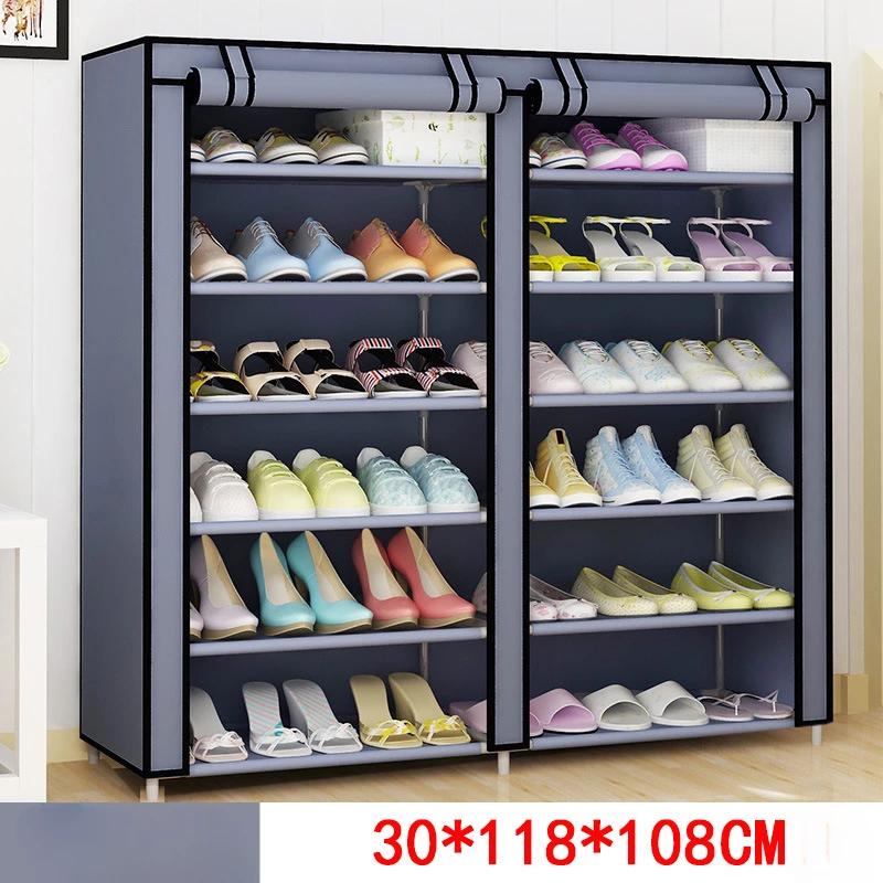 Portable Shoe Cabinet Non-woven Fabric Shoe Rack Holder Stylish Shoe Rack with Dust Cover Metal Shoes Storage Rack