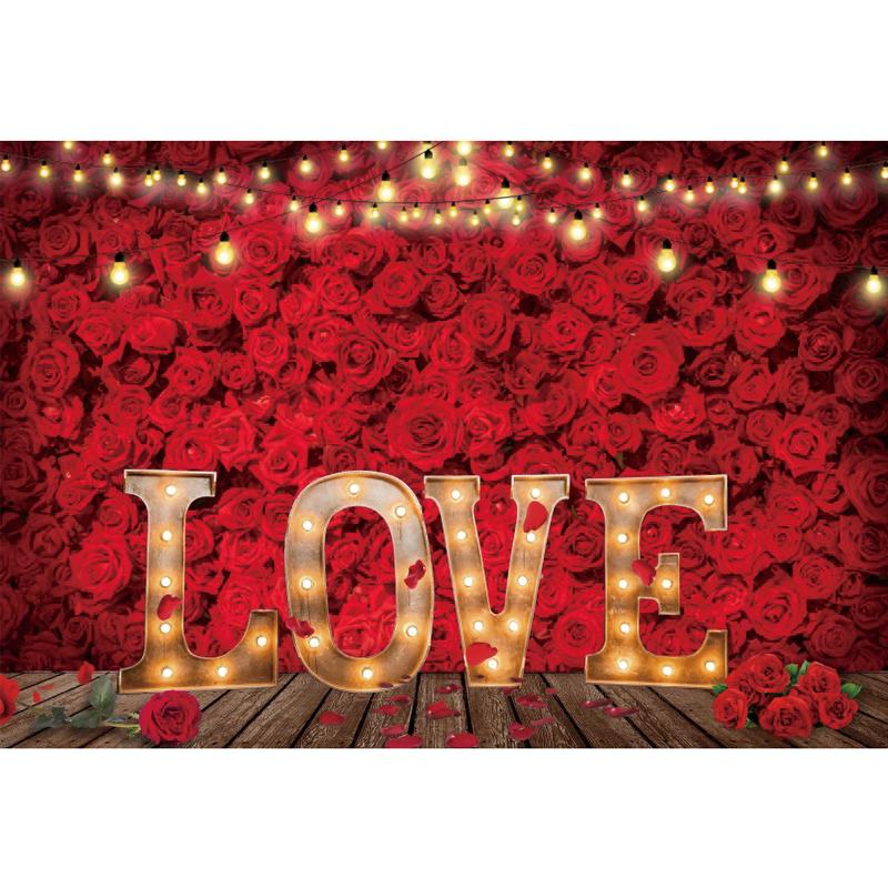 Red Rose&Heart Backdrops for Wedding Valentine's Day Birthday Party Background