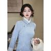 New Chinese Cheongsam Velvet Thickened 1011 New Young Long-sleeved High-end Slim-fitting Dress of the Republic of China Autumn and Winter