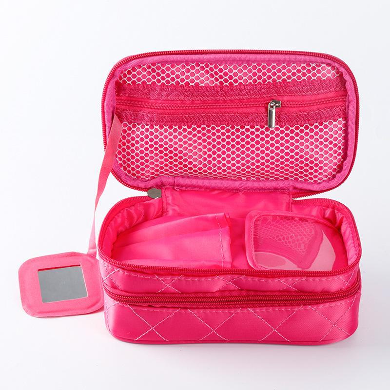 Double-Layer Diamond Waterproof Travel Cosmetic Bag - Large Capacity Nylon Storage Box