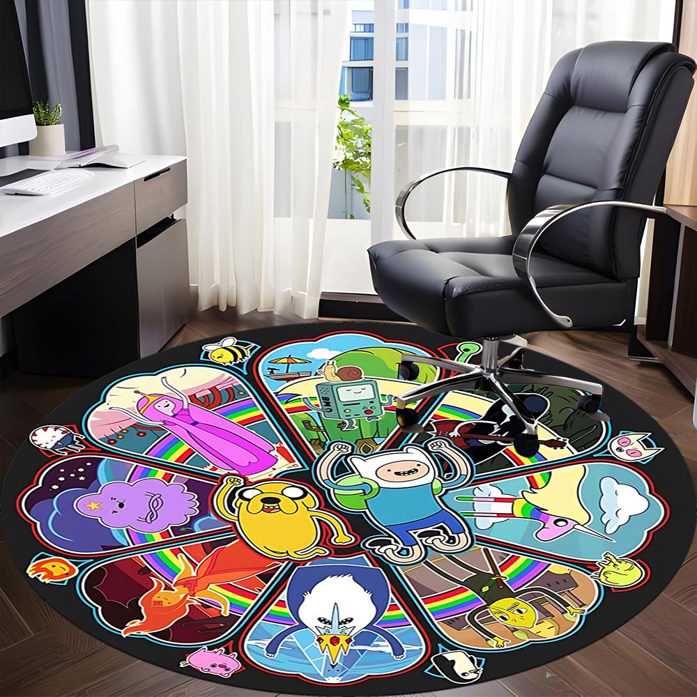 1pc Adventure-Time Chair Carpet for Office Non-Slip, Soft & Comfortable, Carpet for Office, Gaming, Lightweight Round Floor Mat Yy251021008