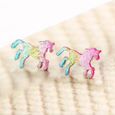 1 Pair Horse Stud Earrings Decor Shining Animal Earring