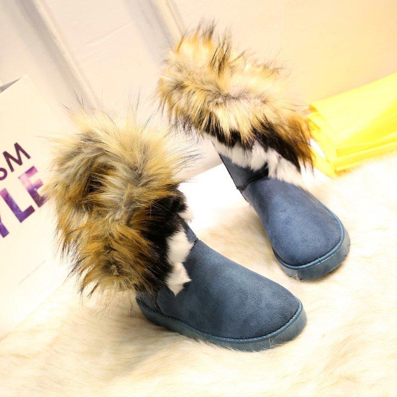 2025 Winter New Snow Boots Women Wish Large Size Women's Boots European and American Fur Integrated Velvet Thickened Cotton Shoes