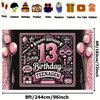 2D Glitter Pink Cosmetic Theme 13 Teenager Birthday Photography Backdrop Banner
