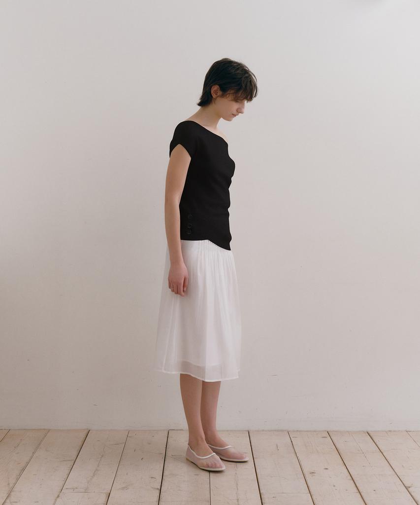 Loutaideu Hem Slit Boatneck Knit [Black]