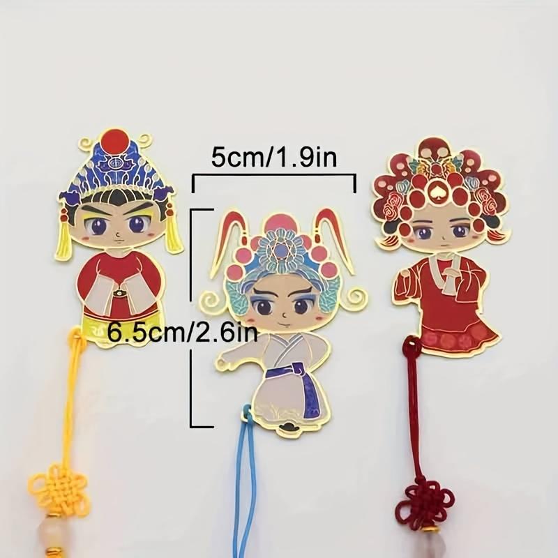 

3 шт. Металлические латунные закладки «Пекинская опера» – Фигурки в древнекитайском стиле, Идеально для книголюбов, писателей, читателей всех возрастов 3pcs