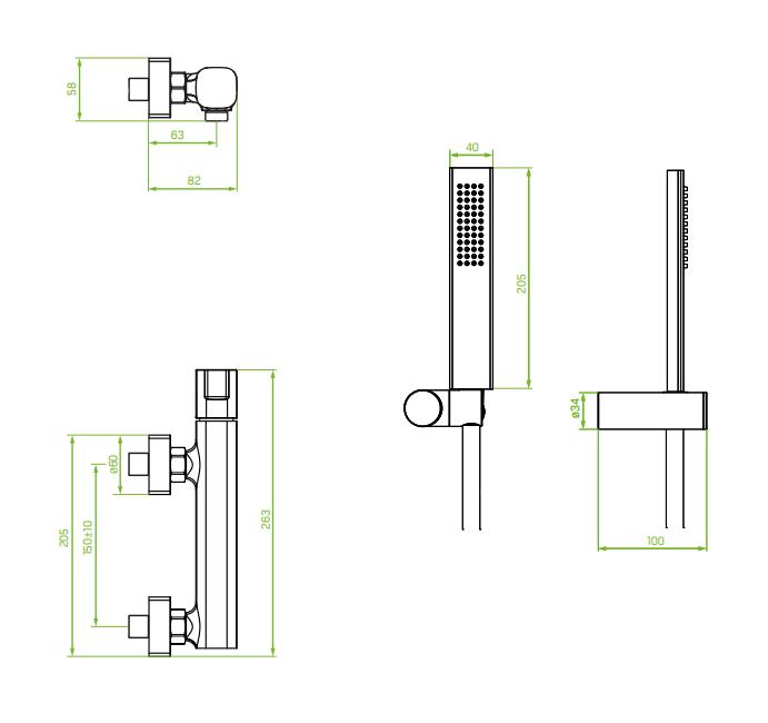 LAVEO Tores Wall-mounted Shower Faucet with Shower Set, Brushed Gold