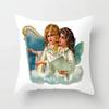 Merry Christmas Decoration Cushion Cover Angel Santa Printed Pillow Cover Holiday Farmhouse Home Decorative Pillowcase