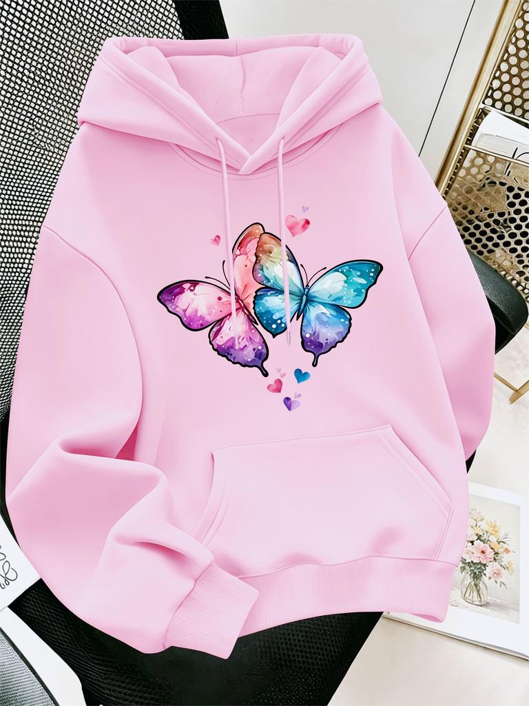 Dreamy colorful butterfly print decorated with lovely heart accents, eye‑catching graphic design