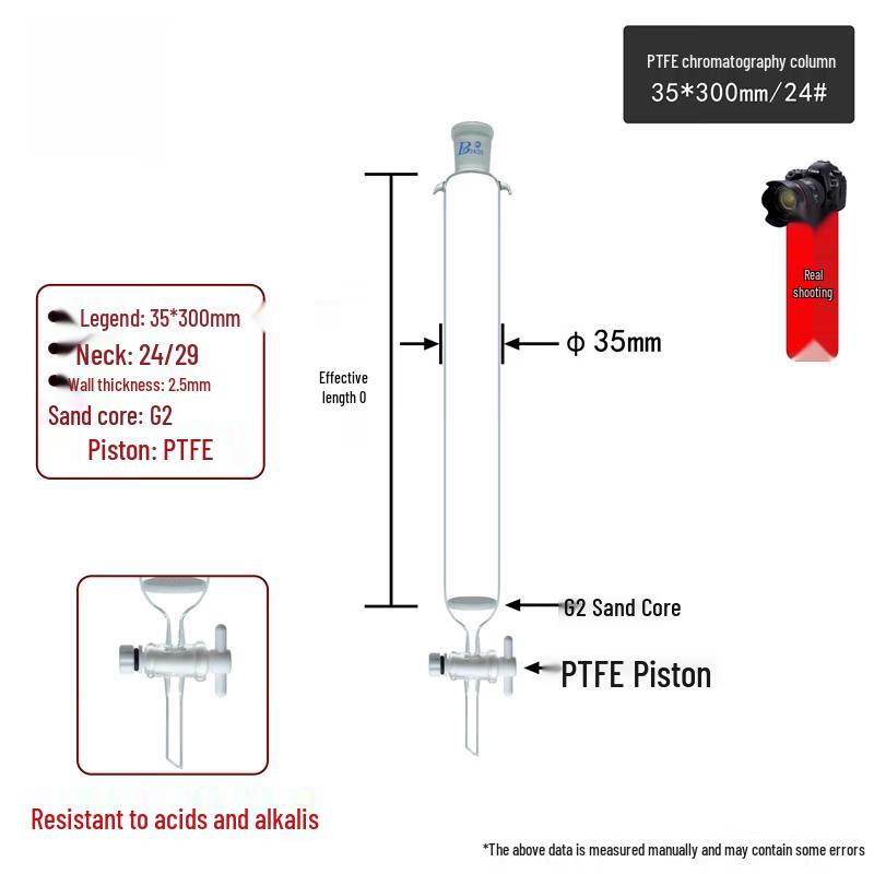 Rongyu Lab Glass Chromatography Column, 30x600mm, Fritted Disc