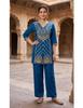 Women Polyester Ethnic Top Pant Set Party Wear Bollywood Tunic Kurti Cord Set Dress