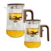 Glass Teapot With Infuser Heatproof Tea Leaves Water Separation Carafe With Wood Handle Anti-Spill Tea Steeper Pot For Apartment