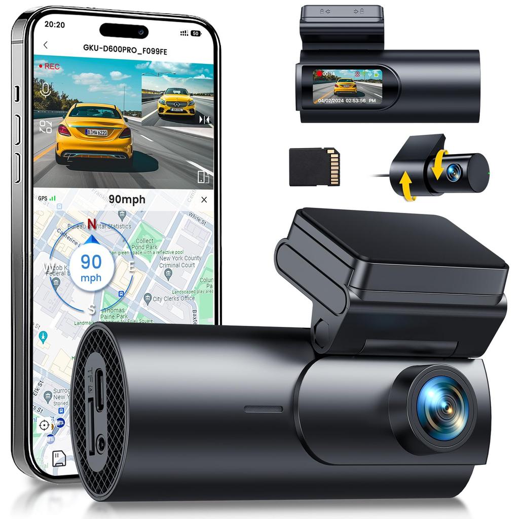 New Dash Camera, Front & Rear Camera, 4K, 1.5 inch LCD Screen, GPS, 5