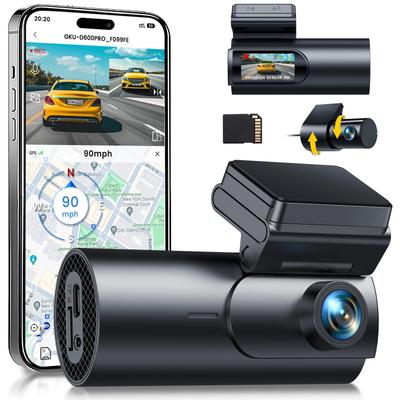 GKU Ny Utgåva Dash Cam med LCD fram och bak 5G Smartphone Kompakt Fram och Bak Natt Vidvinkel Nödslinga LED Trafikljus Brus SD-kort