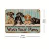 Vintage Wash Your Paws Dog Tin Sign Rustic Pet Wall Art Decor Playful Puppy Distressed Teal