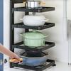 1pc Height Adjustable 3/4 Layer Pot Rack Storage Rack Stainless Steel Under Sink Household Cabinet Rack Kitchen Supplies
