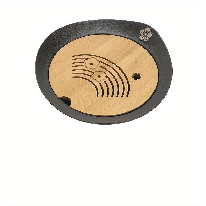 

1 шт. керамический бытовой поднос для чая с цветной глазурью, роскошный современный сливной поддон, встроенный горшок для хранения воды, небольшой чайный столик, бамбуковое блюдце для домашнего ресторана